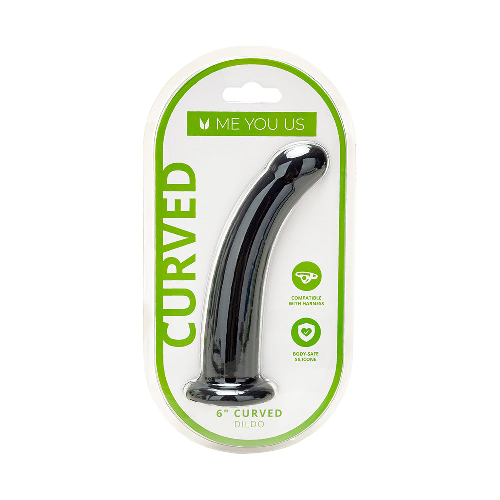 Me You Us 6in Curved Silicone Dildo Blk