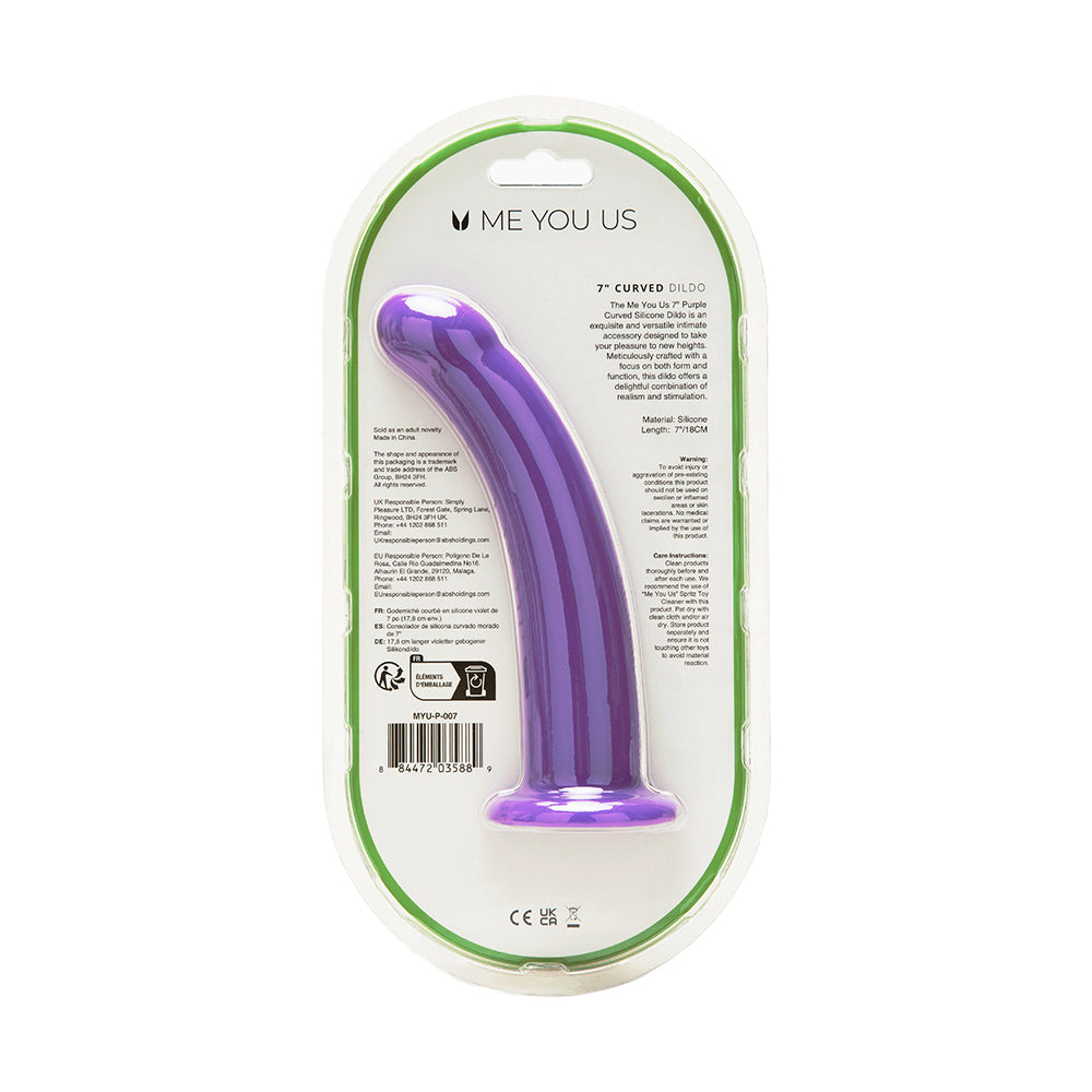 Me You Us 7in Curved Silicone Dildo Purp