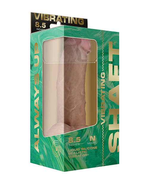 Shaft Flexskin Liquid Silicone 8.5" Vibrating Side Curve Dong w/Balls - Pine