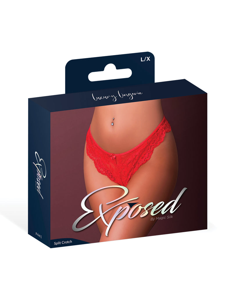 Sugar High Split Crotch Panty - Red L/XL