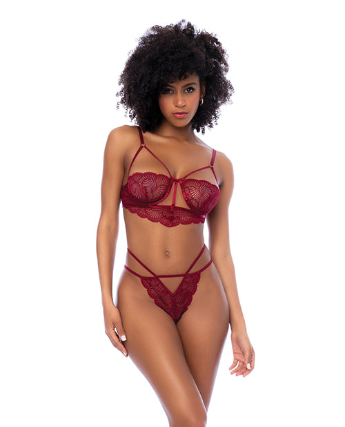 Lace Underwire Top w/Thong 2 pc Set - Rosewood