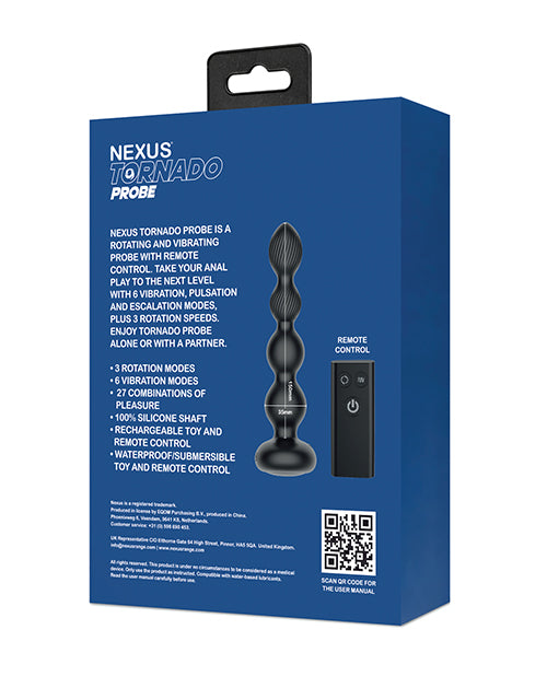 Nexus Tornado Probe Rotating & Vibrating Butt Plug - Black