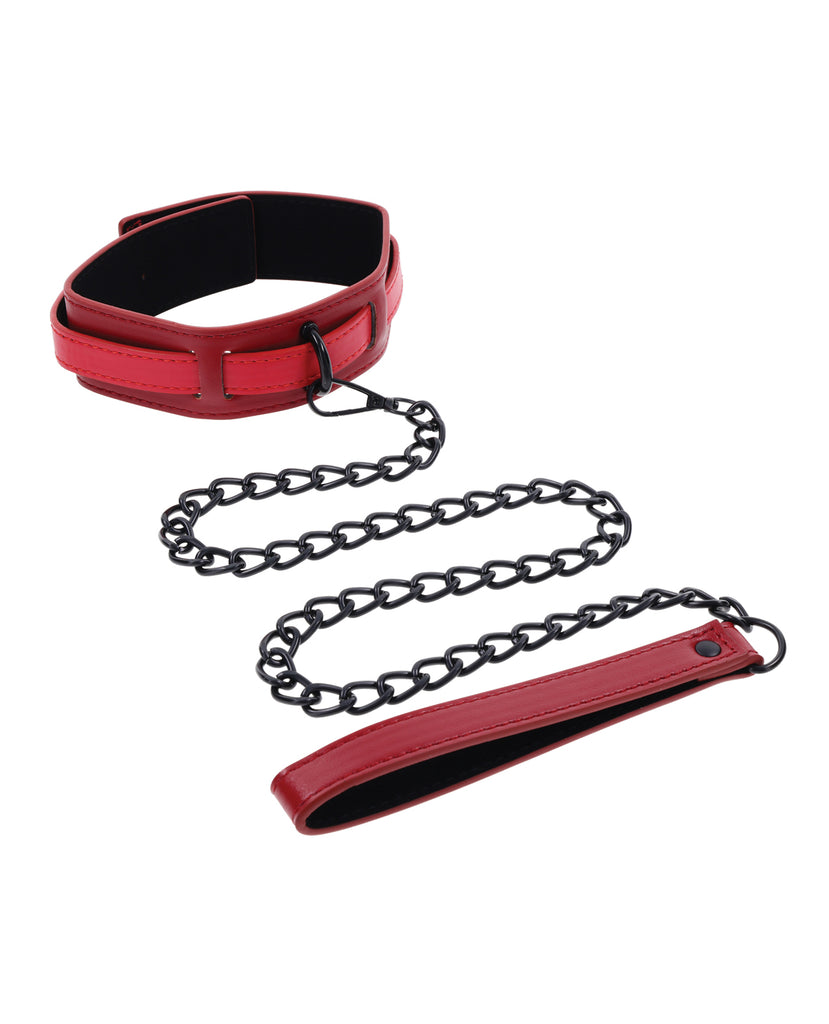 Sex & Mischief Ex's & Oh's Collar & Leash - Red/Black