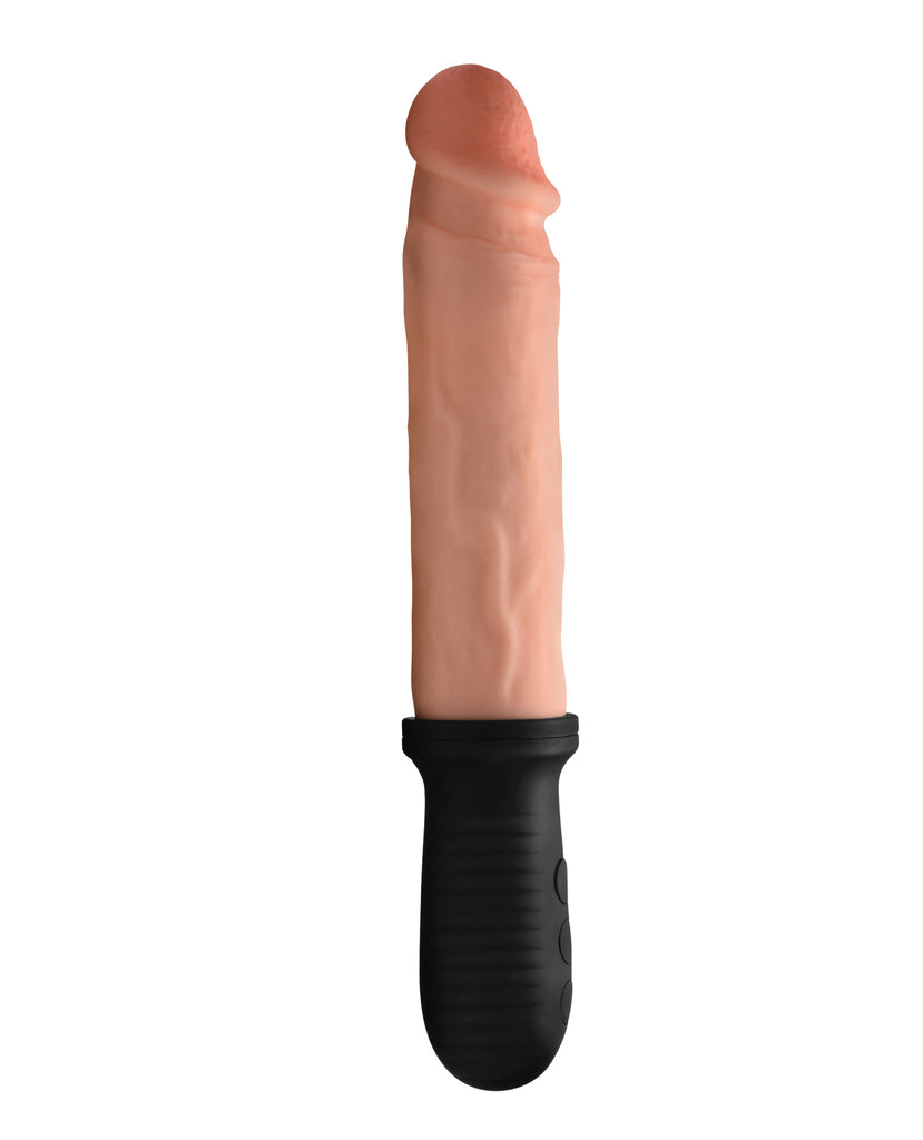 Master Series 8X Auto Pounder Vibrating & Thrusting Dildo w/Handle - Flesh