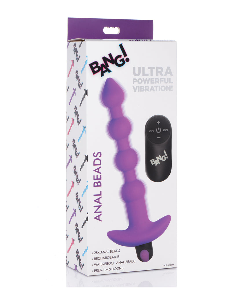 Bang! 28X Vibrating Silicone Anal Beads w/Remote Control