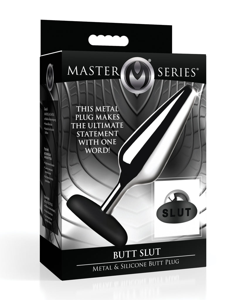 Master Series Butt Slut Metal & Silicone Butt Plug - Metal/Black