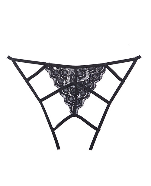 Adore Luv Web Strappy Open Front Panty Black O-s - Casual Toys