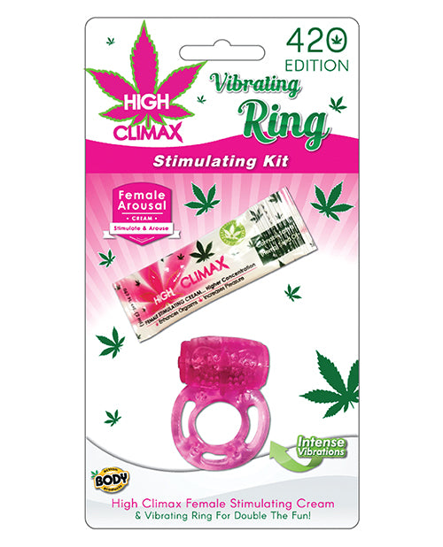 High Climax Vibrating Ring Stimulating Kit W-hemp Seed Oil - Pink - Casual Toys