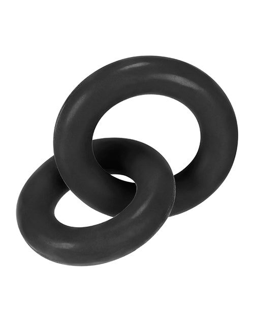 Hunky Junk Duo Linked Cock & Ball Rings - Tar - Casual Toys